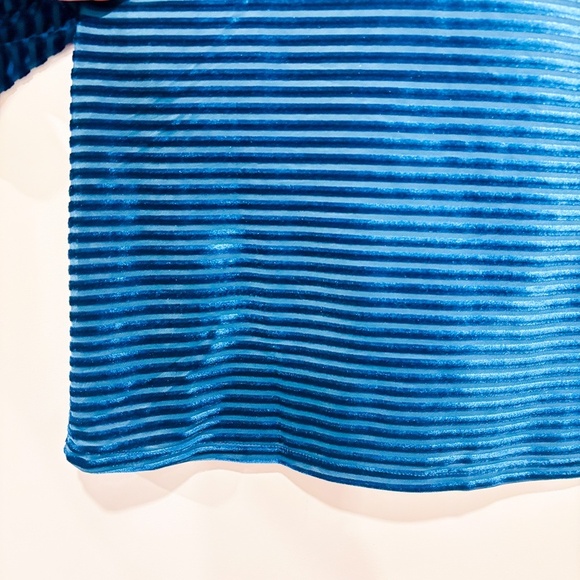 MICHAEL KORS Teal blue velvet striped bell sleeve top | X-Small * - Picture 7 of 10